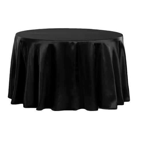 108 Round Black Satin Tablecloth