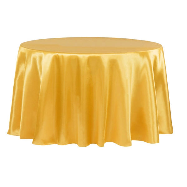 Satin 120" Round Tablecloth - Bright Gold - CV Linens