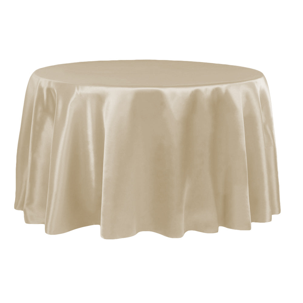 Satin 132" Round Tablecloth - Champagne - CV Linens