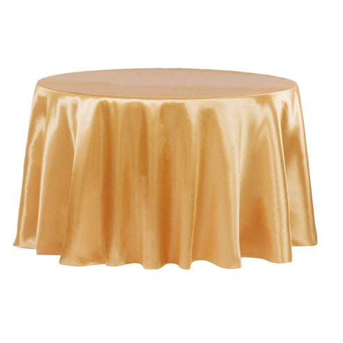 108 Round Gold Satin Tablecloth