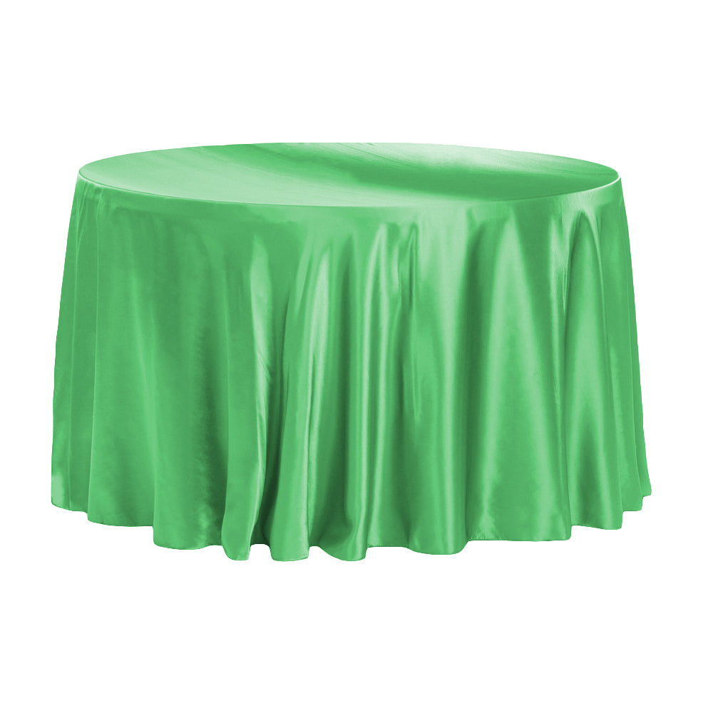 Satin 120" Round Tablecloth - Kelly Green - CV Linens
