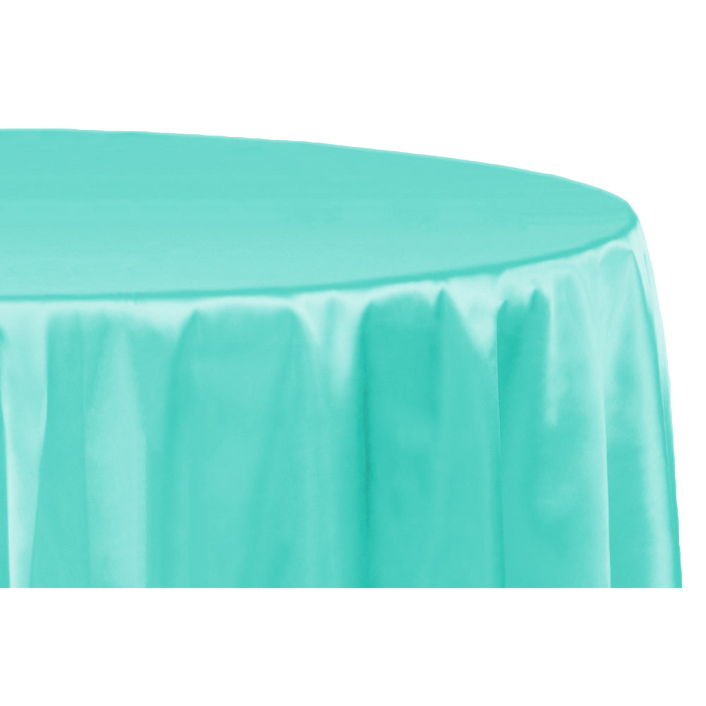 Satin 120" Round Tablecloth - Light Turquoise - CV Linens