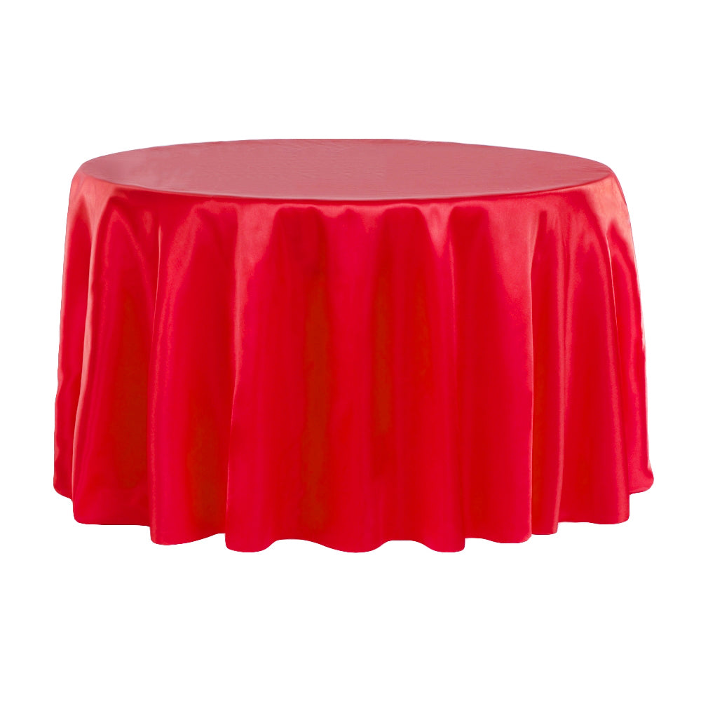 Satin 132" Round Tablecloth - Red - CV Linens