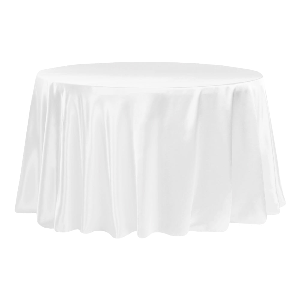 Satin 132" Round Tablecloth - White - CV Linens