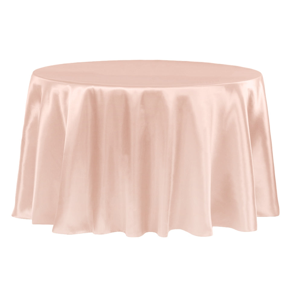 Satin 132" Round Tablecloth - Blush/Rose Gold - CV Linens