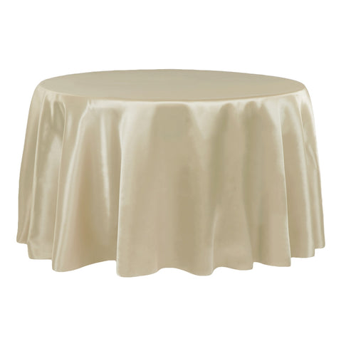 108 Round Champagne Satin Tablecloth