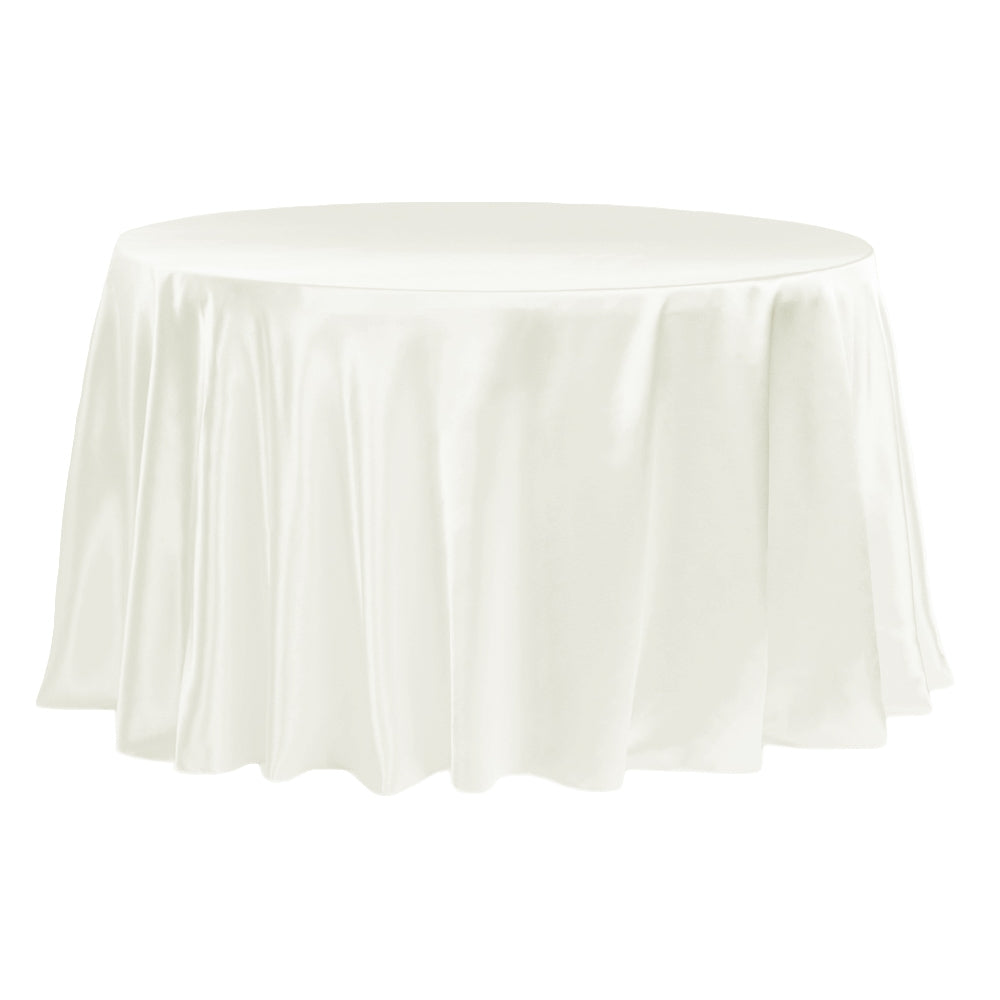 Satin 132" Round Tablecloth - Ivory - CV Linens