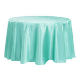 Satin 108" Round Tablecloth - Light Turquoise