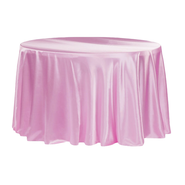 108 Round Medium Pink Satin Tablecloth