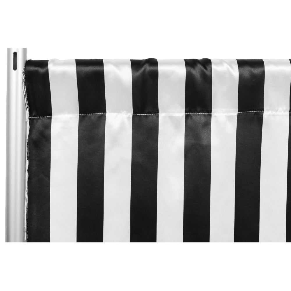 Stripe Satin 8ft H x 58"W Backdrop Panel/Drape - Black & White - CV Linens