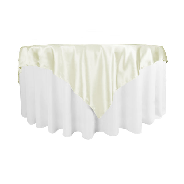 Ivory Table Overlay Square 72 inch Satin Overlay Ivory - CV Linens