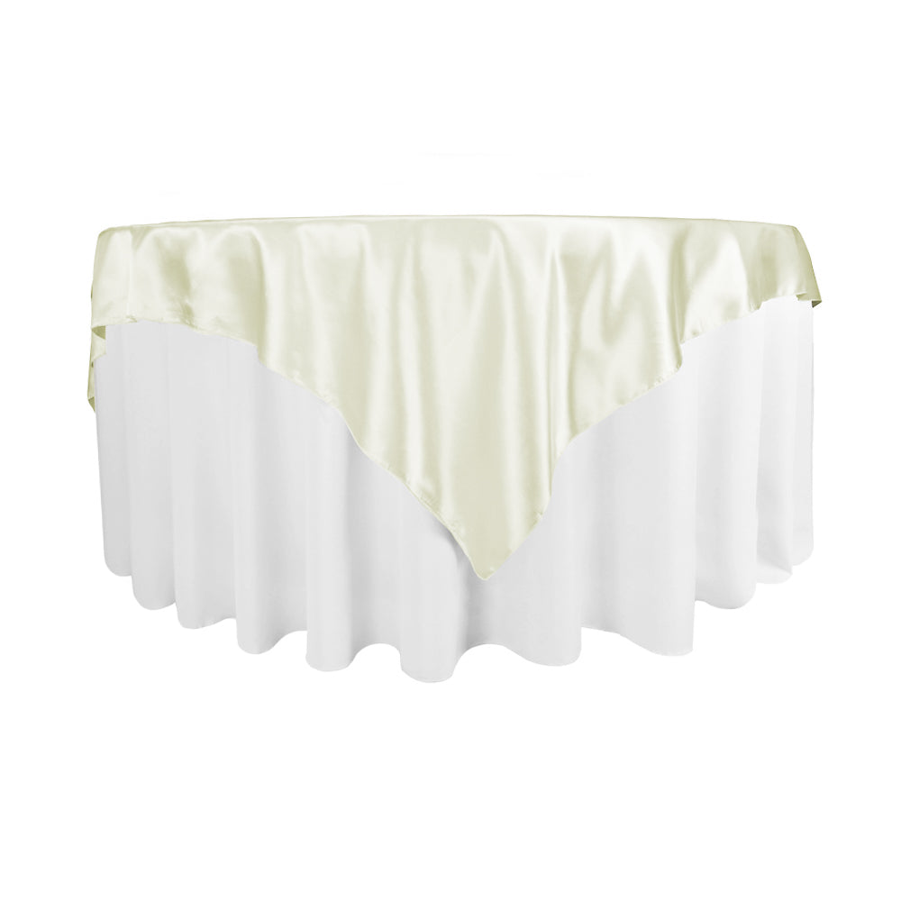 Ivory Table Overlay Square 72 inch Satin Overlay Ivory - CV Linens