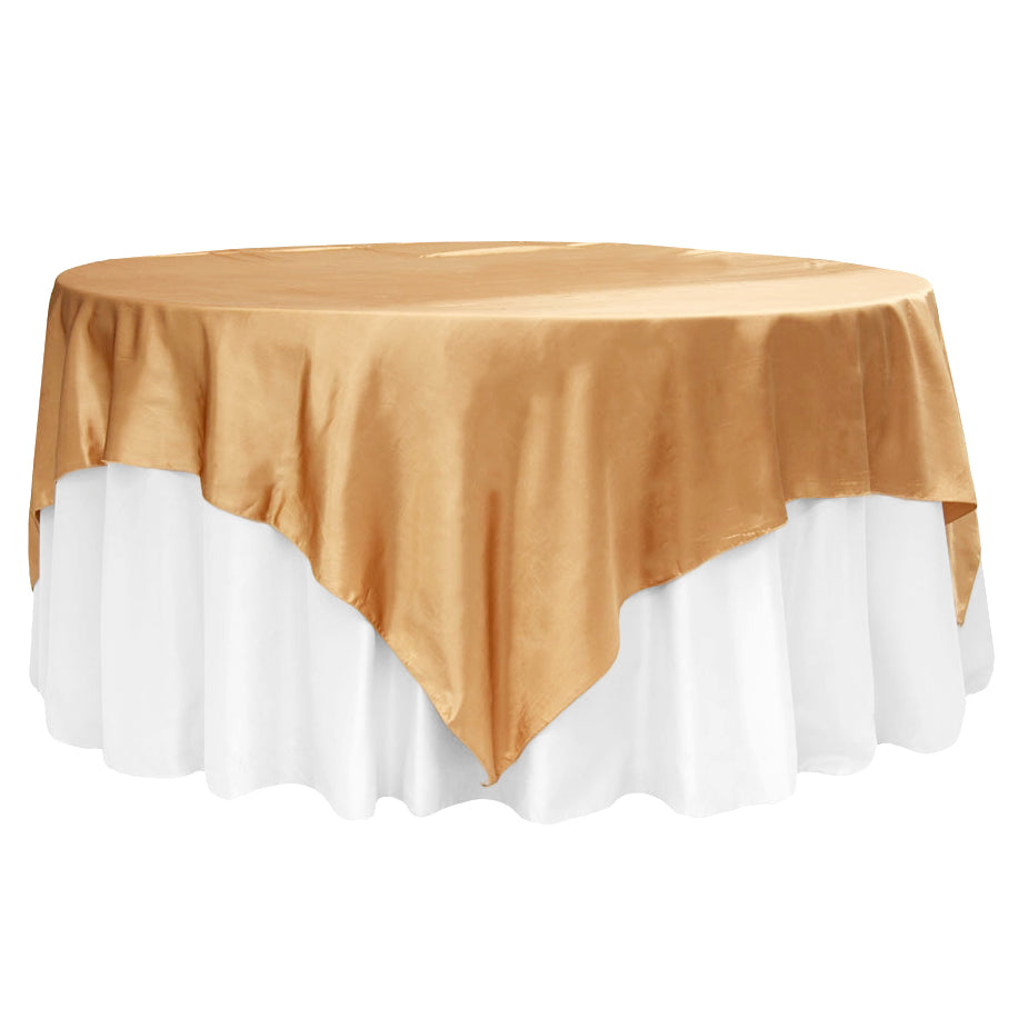 Square 90"x90" Satin Table Overlay - Gold Antique - CV Linens