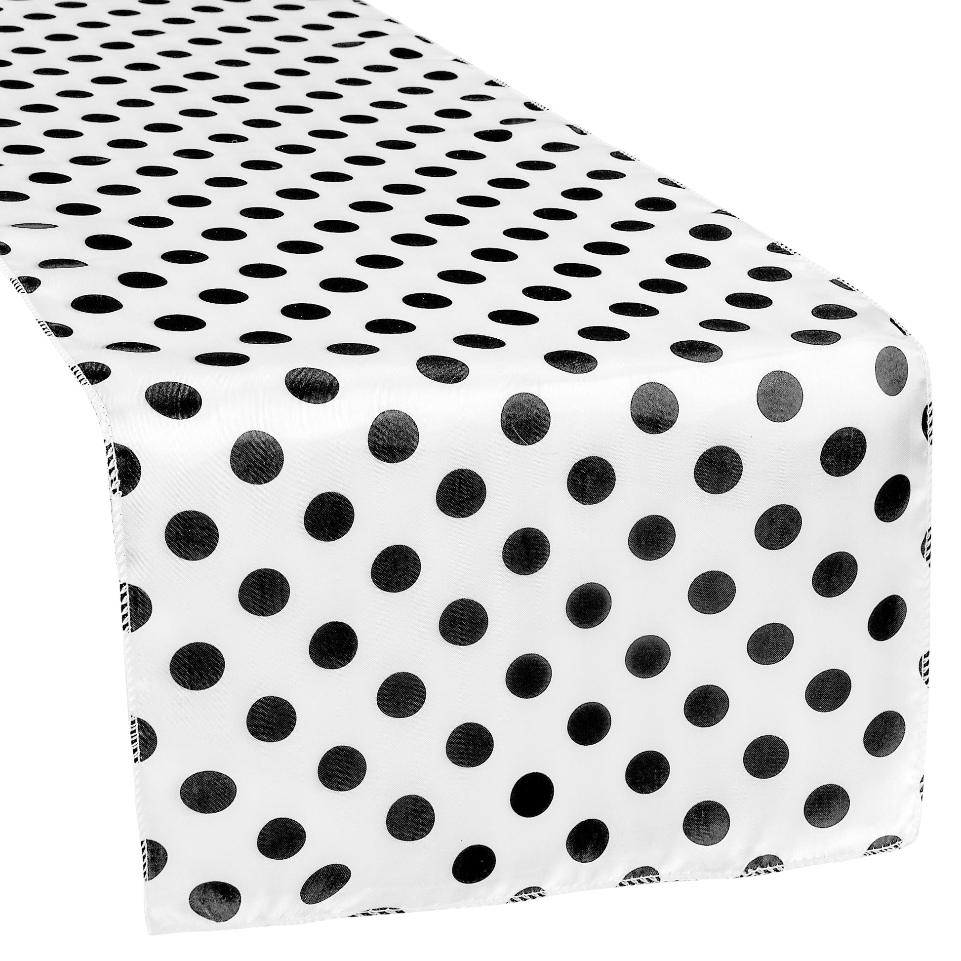 Polka Dot Satin Table Runner - Black & White