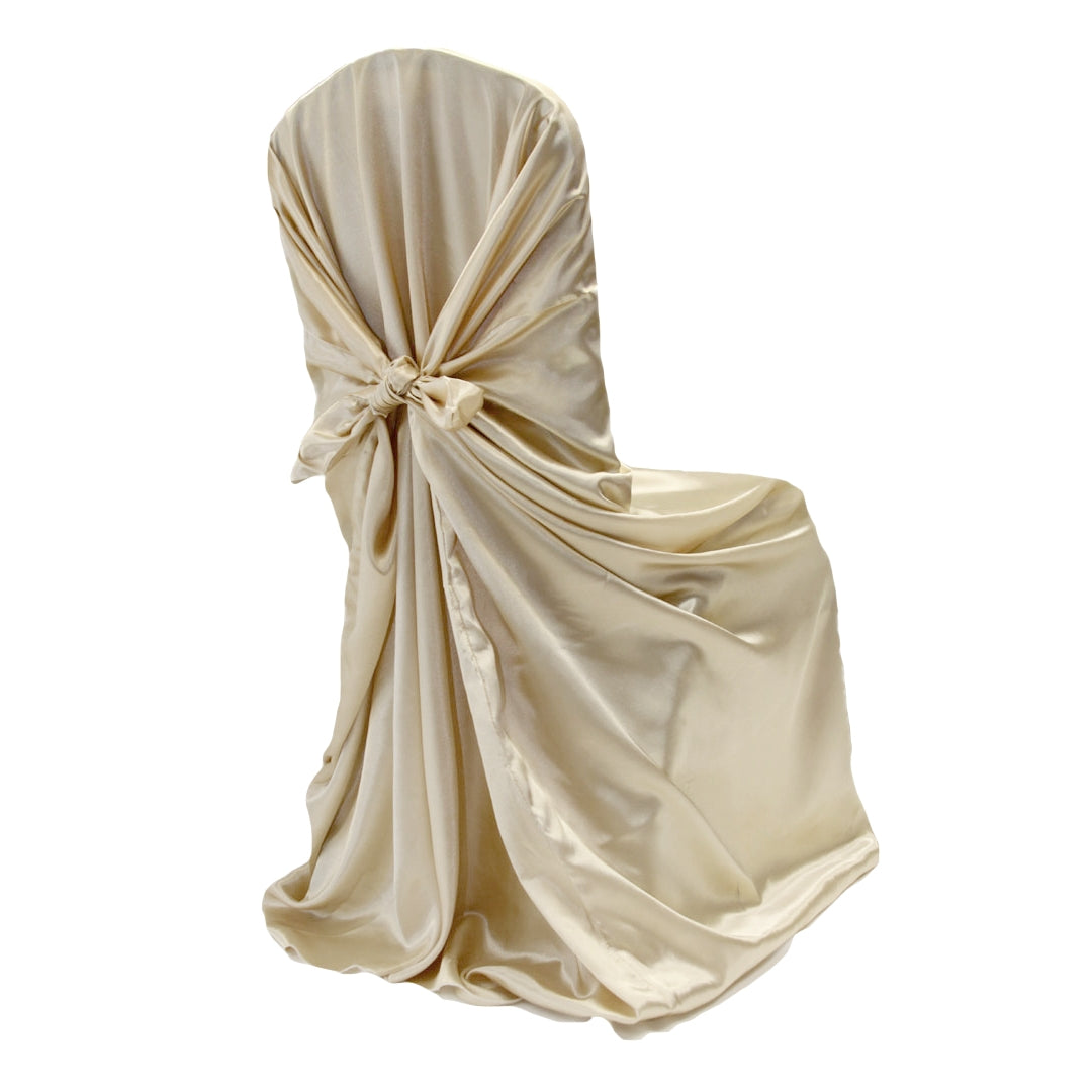Universal Satin Self Tie Chair Cover - Champagne - CV Linens