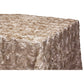 Wedding Rosette Satin 90"x132" rectangular Tablecloth - Champagne - CV Linens