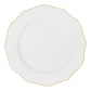 Scallop Disposable Plastic Plates 40 pcs Combo Pack - White Gold-Trimmed