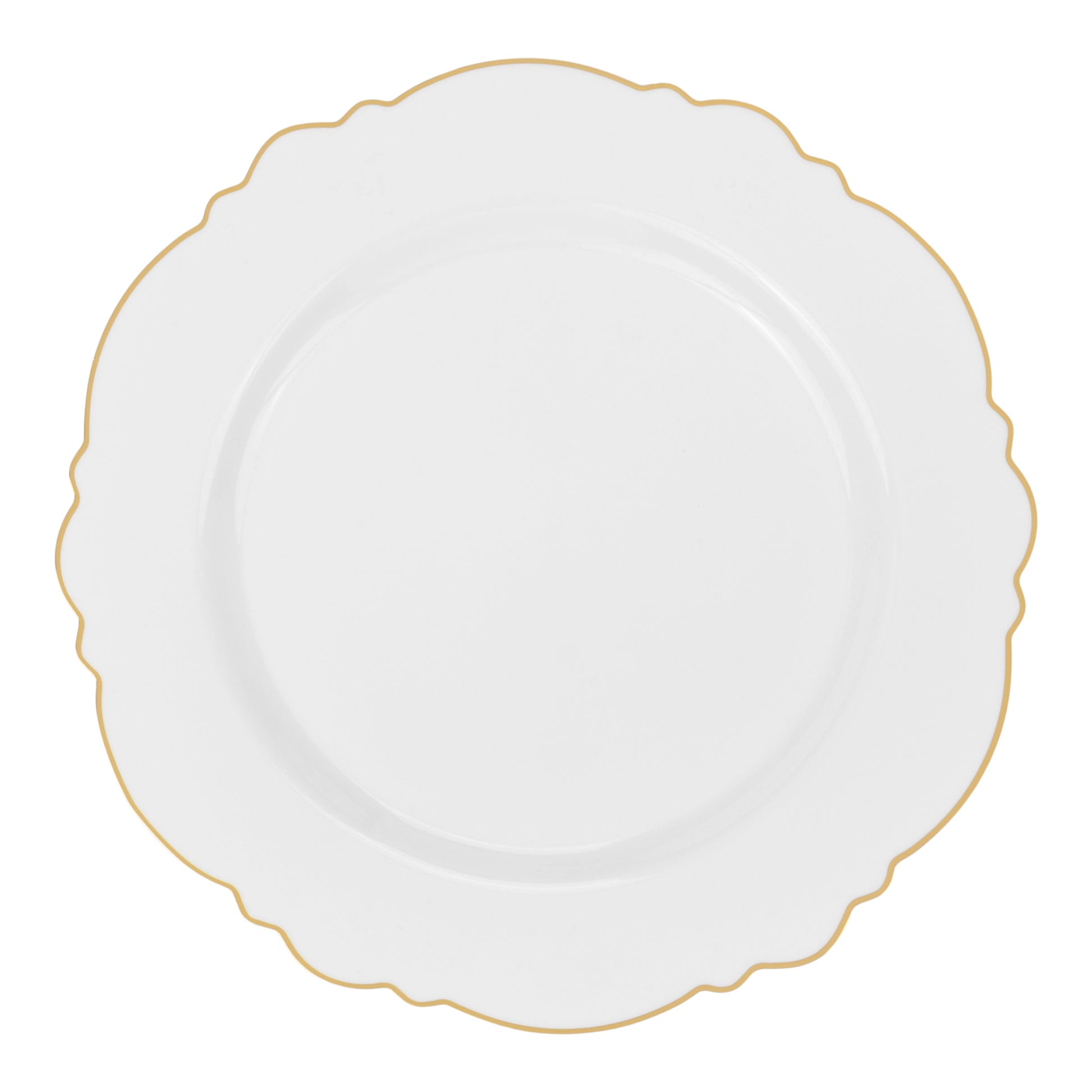 Scallop Disposable Plastic Plates 40 pcs Combo Pack - White Gold-Trimmed