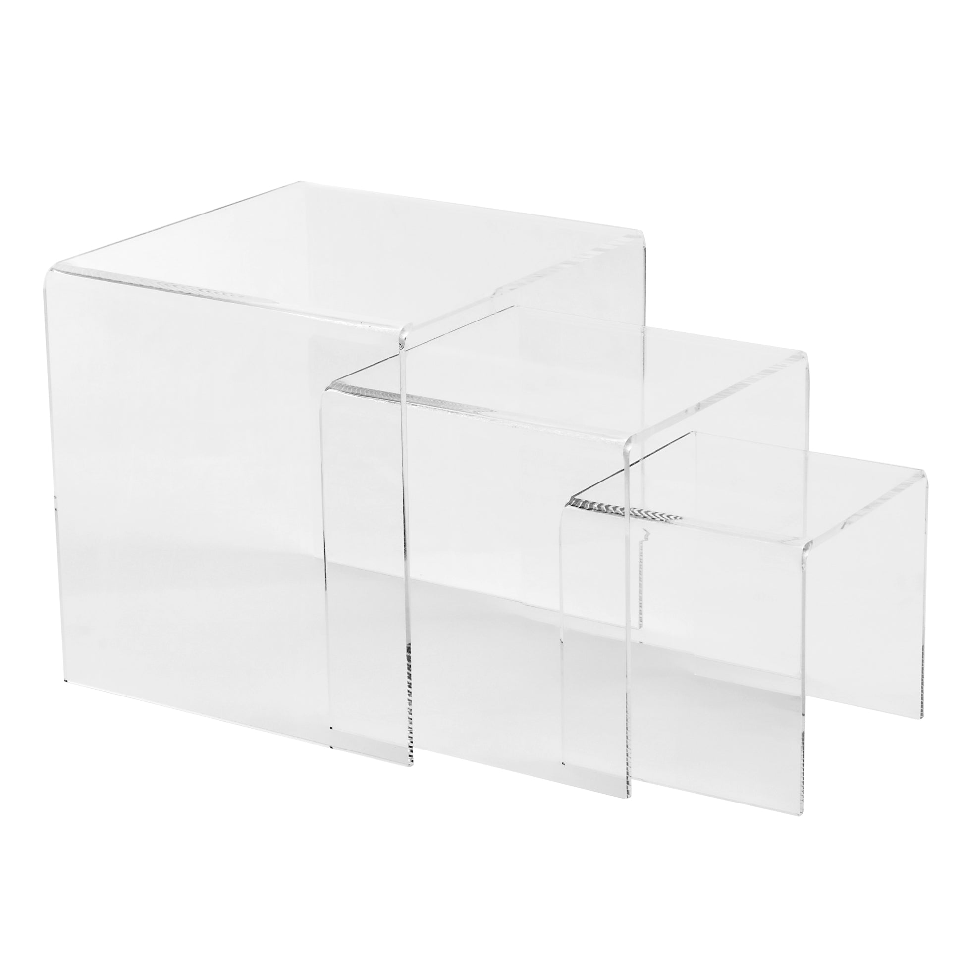 Set of 3 Acrylic Riser Display Stands - Clear - CV Linens
