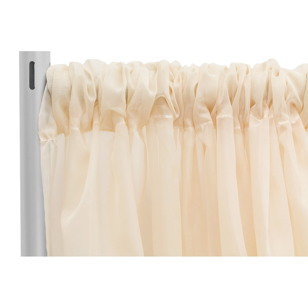 Sheer Voile Flame Retardant (FR) 10ft H x 118" W Drape/Backdrop Curtain Panel - Champagne - CV Linens
