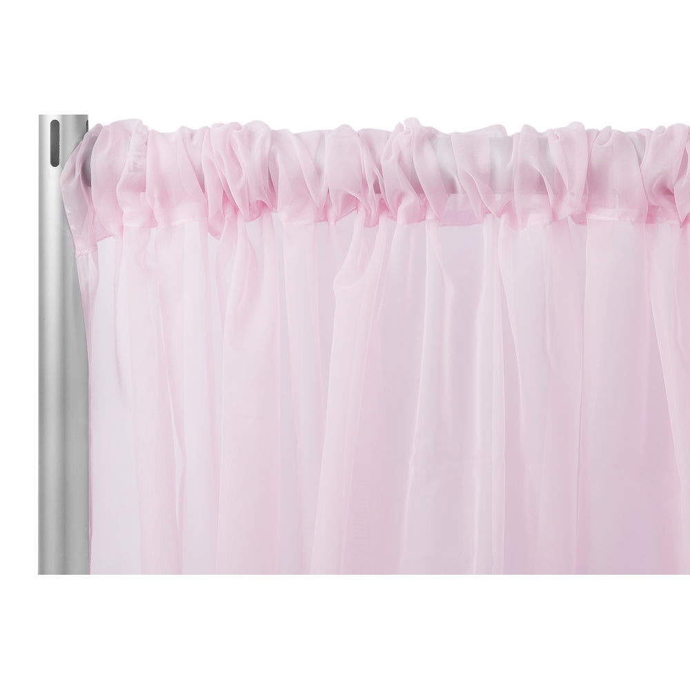 Sheer Voile Flame Retardant (FR) 10ft H x 118" W Drape/Backdrop Curtain Panel - Pink - CV Linens