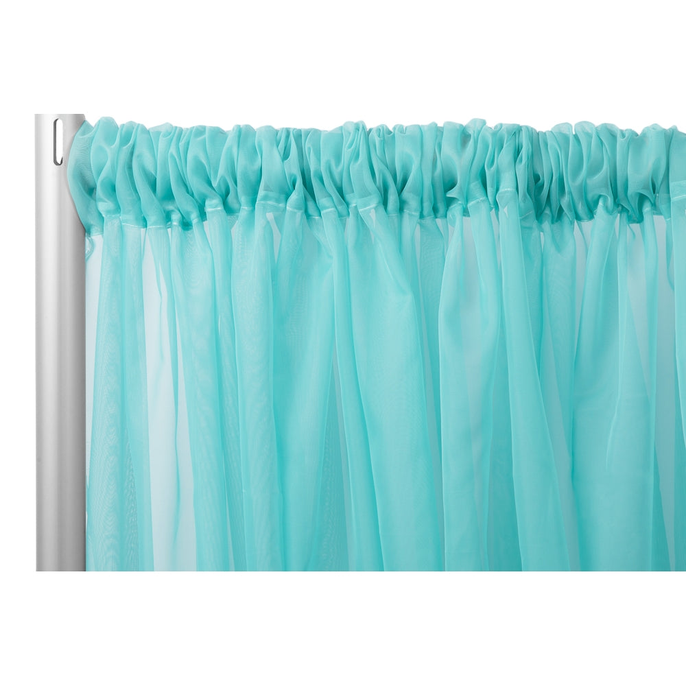 Sheer Voile Flame Retardant (FR) 10ft H x 118" W Drape/Backdrop Curtain Panel - Turquoise - CV Linens
