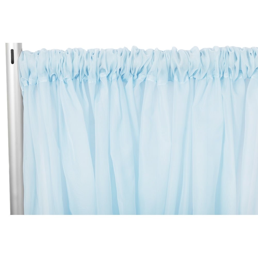 Sheer Voile Flame Retardant (FR) 12ft H x 118" W Drape/Backdrop Curtain Panel - Baby Blue - CV Linens