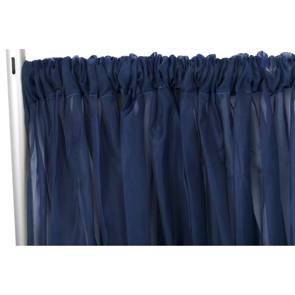 Sheer Voile Flame Retardant (FR) 12ft H x 118" W Drape/Backdrop Curtain Panel - Navy Blue - CV Linens