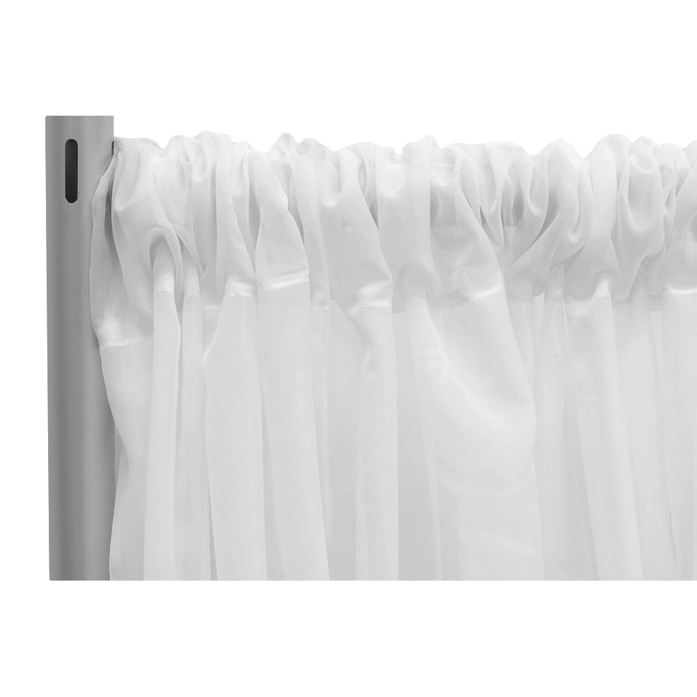 Sheer Voile Flame Retardant (FR) 12ft H x 118" W Drape/Backdrop Curtain Panel - White - CV Linens