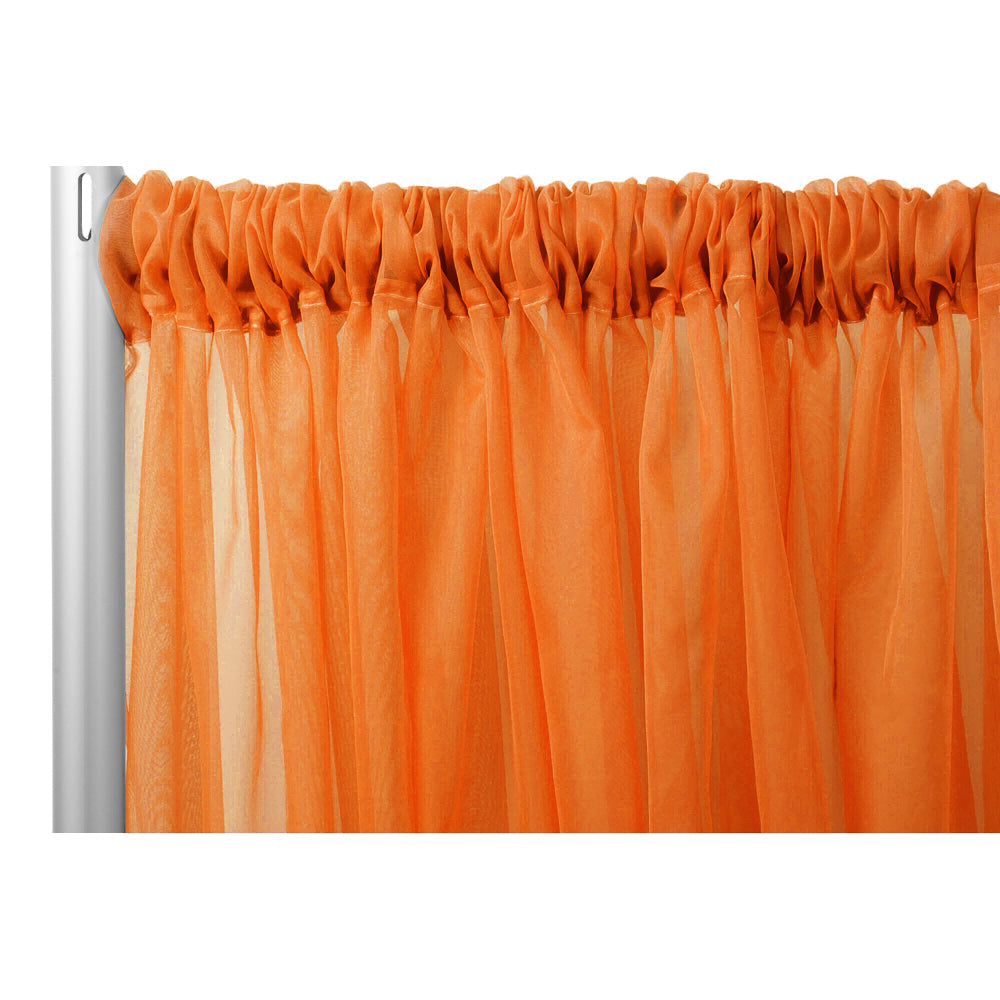 Sheer Voile Flame Retardant (FR) 10ft H x 118" W Drape/Backdrop Curtain Panel - Orange - CV Linens