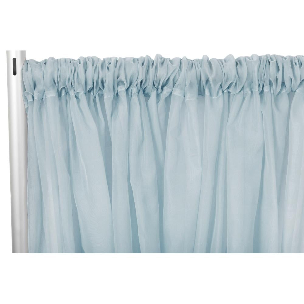 Sheer Voile Flame Retardant (FR) 12ft H x 118" W Drape/Backdrop Curtain Panel - Dusty Blue - CV Linens