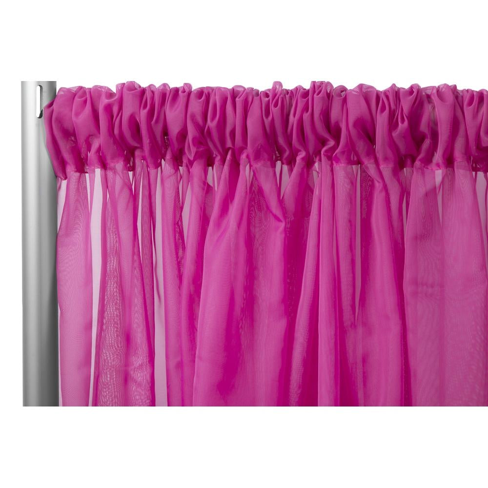 Sheer Voile Flame Retardant (FR) 14ft H x 118" W Drape/Backdrop Curtain Panel - Fuchsia - CV Linens