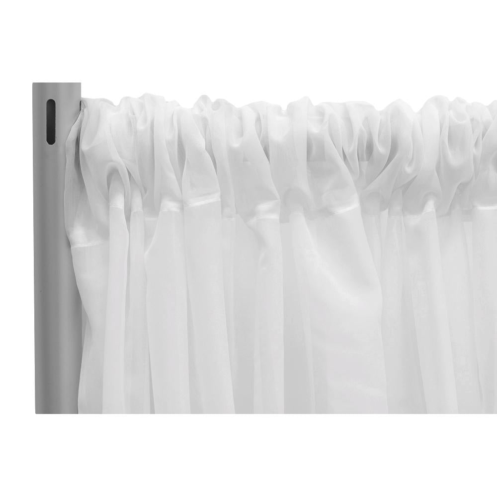 Sheer Voile Flame Retardant (FR) 14ft H x 118" W Drape/Backdrop Curtain Panel - White - CV Linens