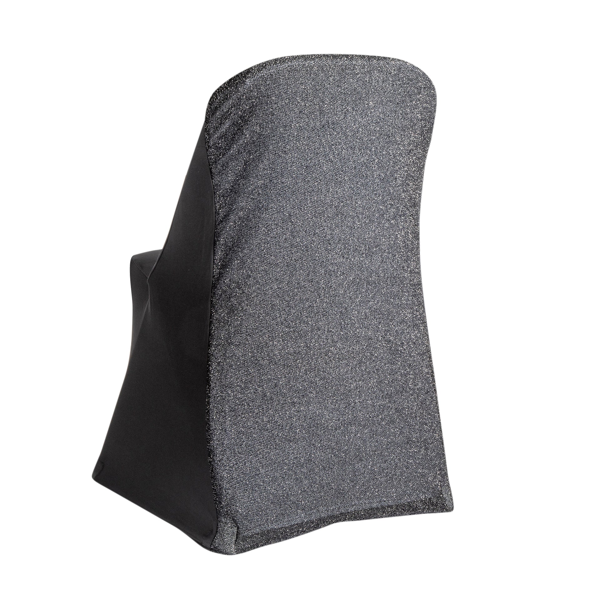 Shimmer Tinsel Folding Spandex Chair Cover - Black