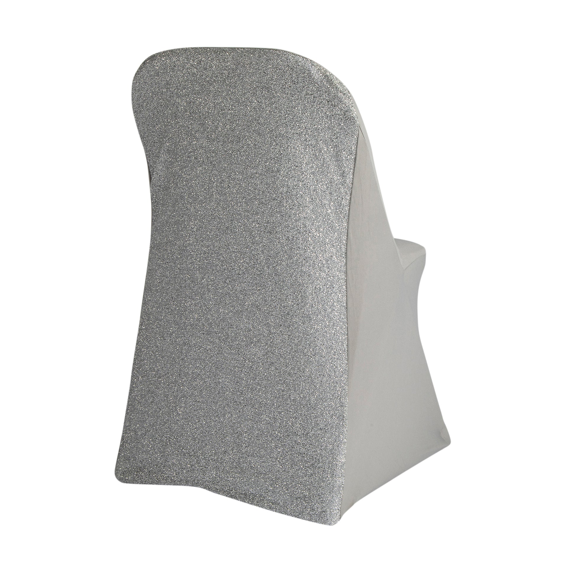 Shimmer Tinsel Folding Spandex Chair Cover - Silver
