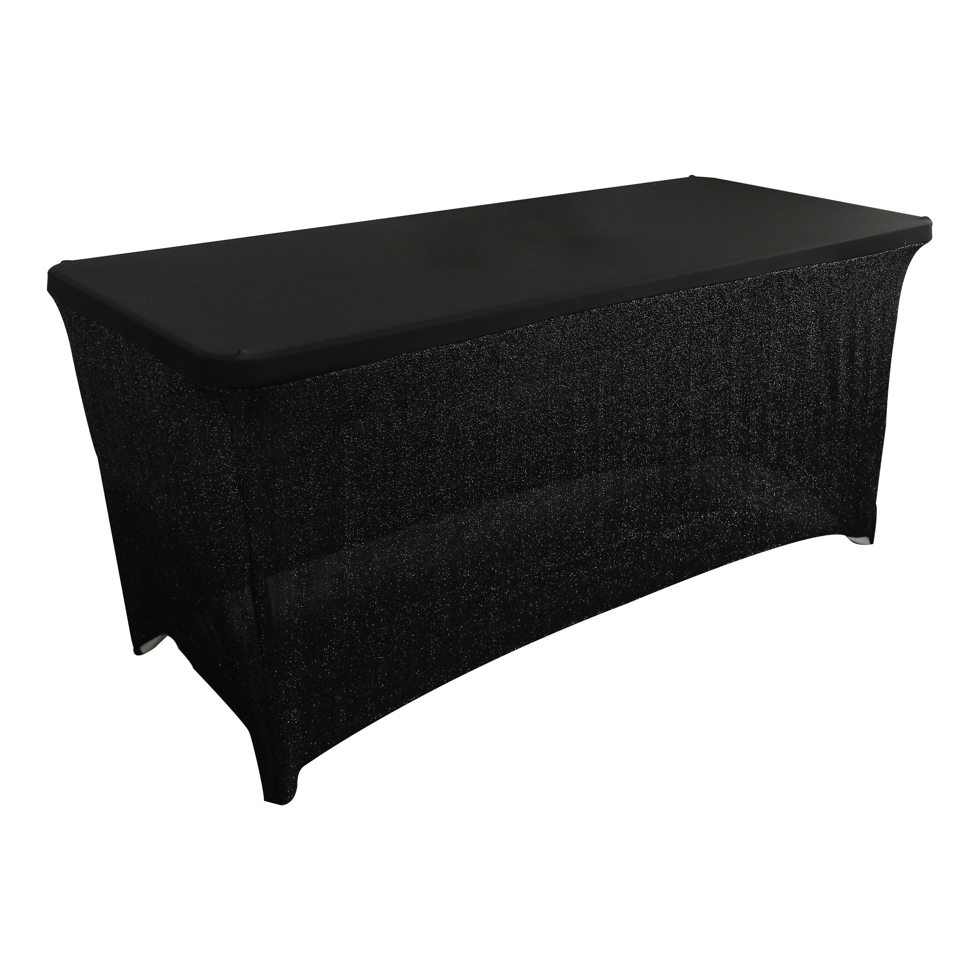 Shimmer Tinsel Stretch Fitted Table Cover 6ft Rectangular - Black