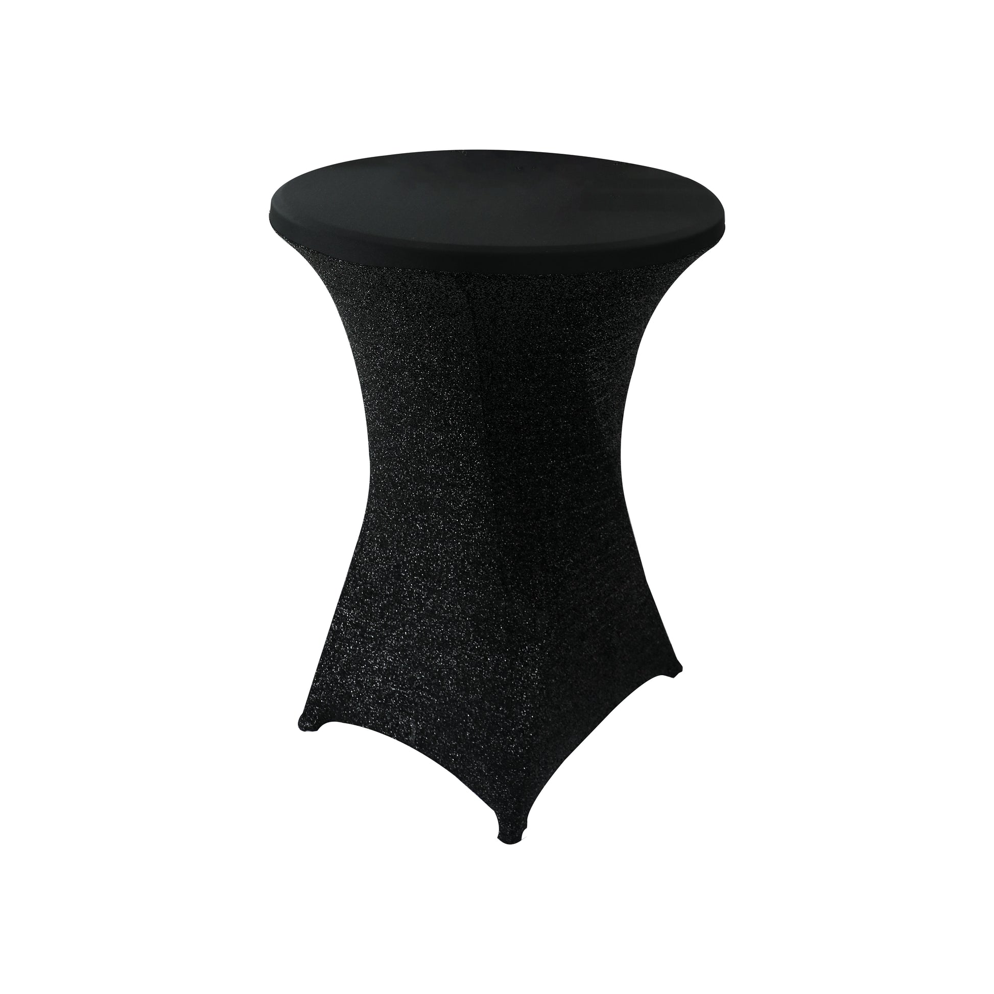 Shimmer Tinsel Spandex Cocktail Table Cover 30"-32" Round - Black