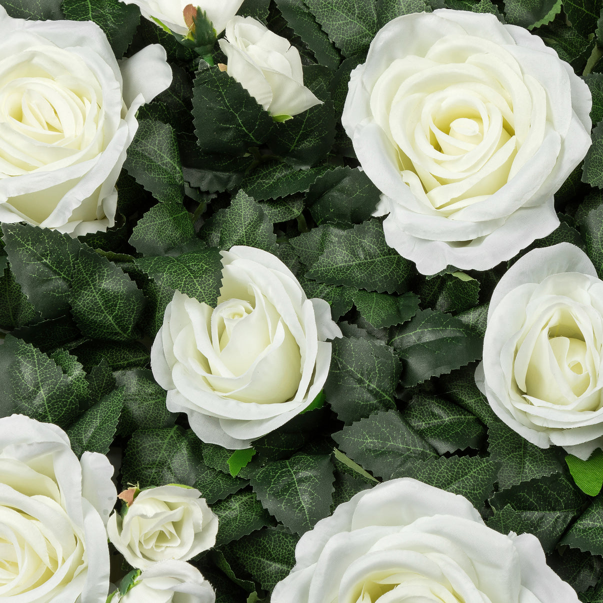 Silk Greenery with Roses Wall Backdrop Panel Ivory CV Linens