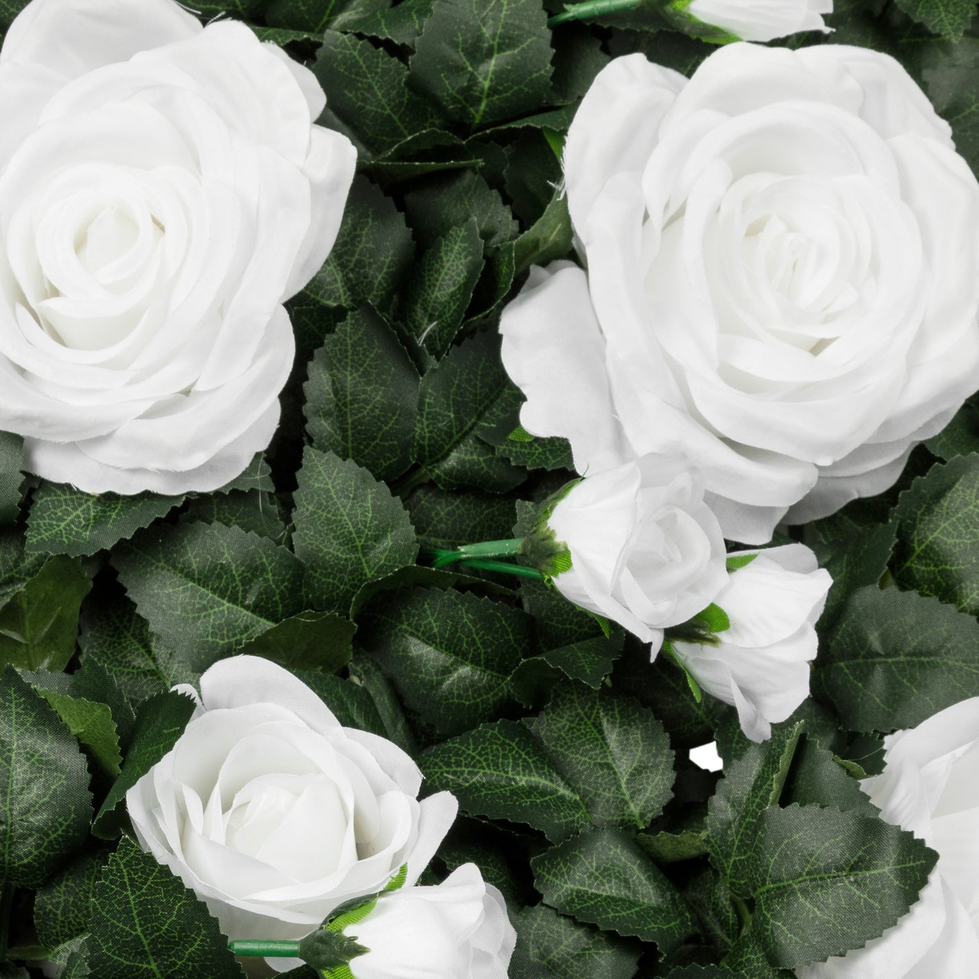 Silk Greenery with Roses Wall Backdrop Panel White CV Linens