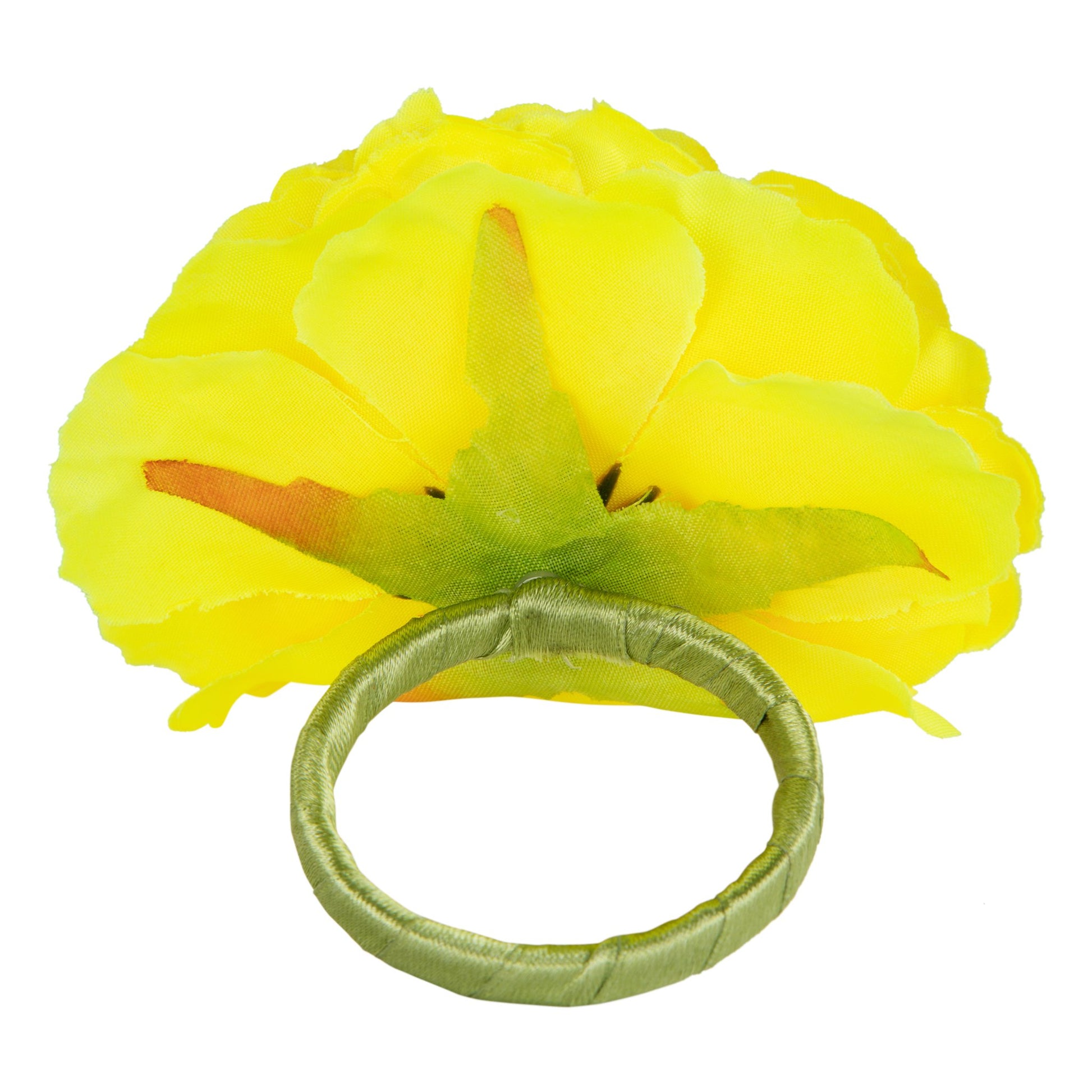 Silk Peony Flower Napkin Ring Holder (10 Count)- Yellow - CV Linens