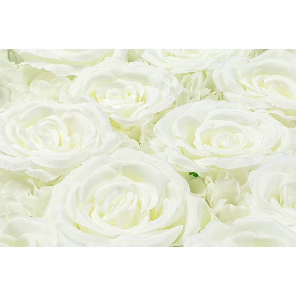 Silk Roses/Hydrangeas Flower Wall Backdrop Panel - Cream - CV Linens