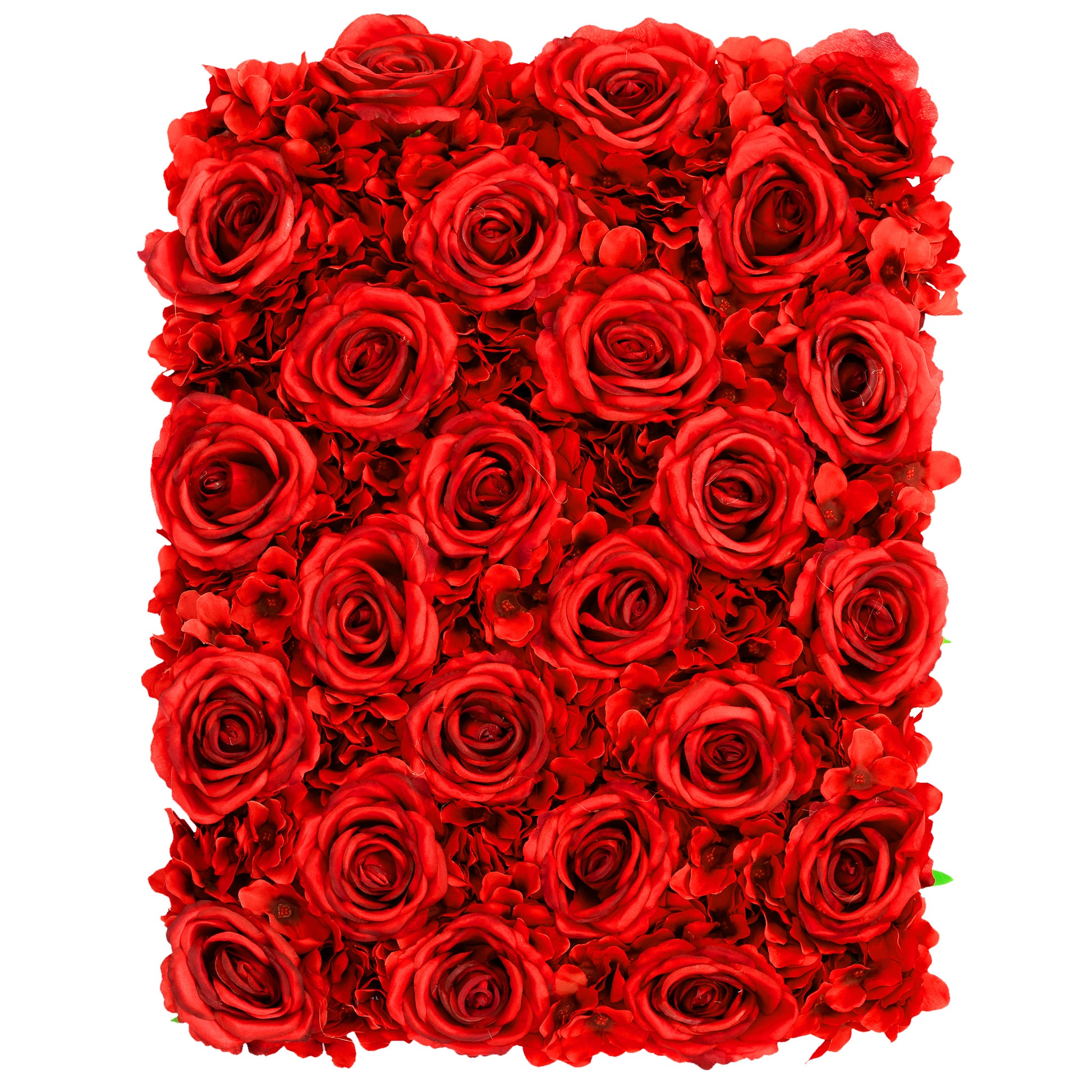 Silk Roses/Hydrangeas Flower Wall Backdrop Panel - Red - CV Linens