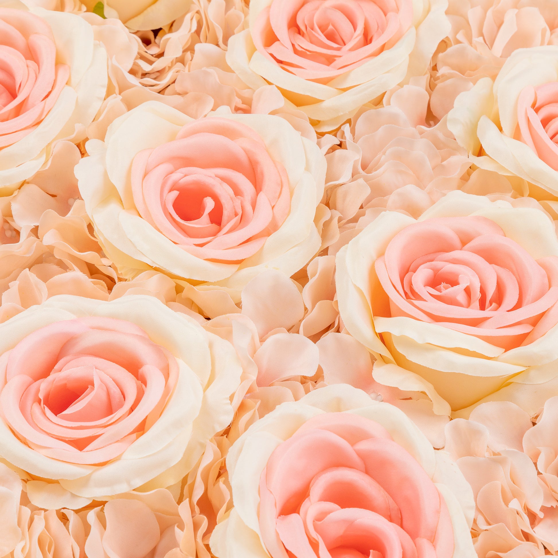 Silk Roses/Hydrangeas Flower Wall Backdrop Panel - Bi-Color Pink/Peach - CV Linens