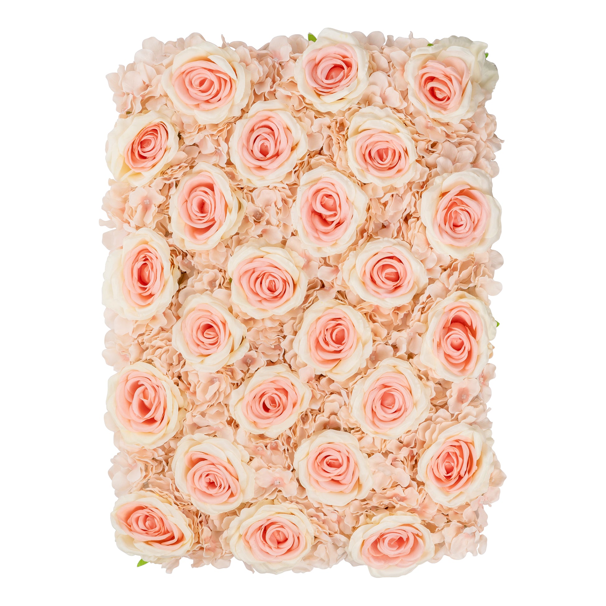 Silk Roses/Hydrangeas Flower Wall Backdrop Panel - Bi-Color Pink/Peach - CV Linens