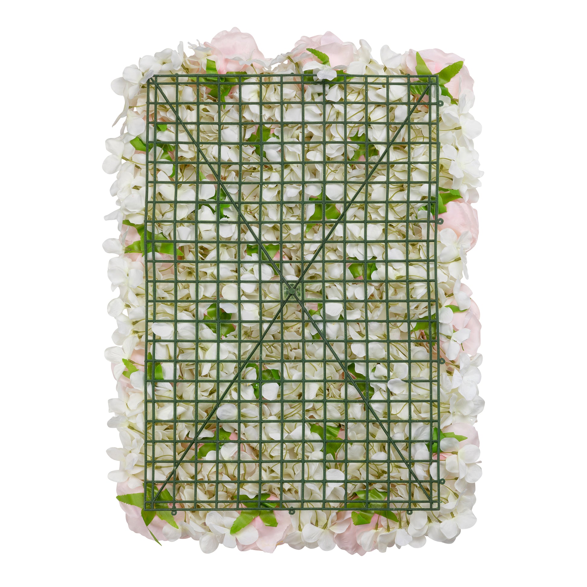 Silk Roses/Hydrangeas Flower Wall Backdrop Panel - Light Pink/White