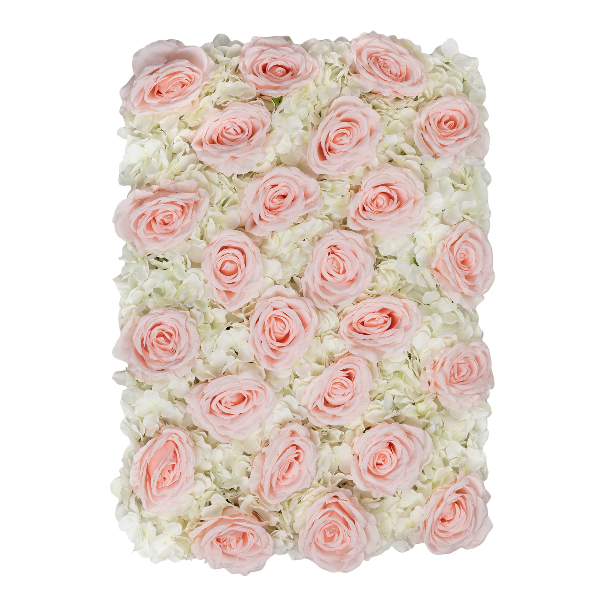 Silk Roses/Hydrangeas Flower Wall Backdrop Panel - Light Pink/White