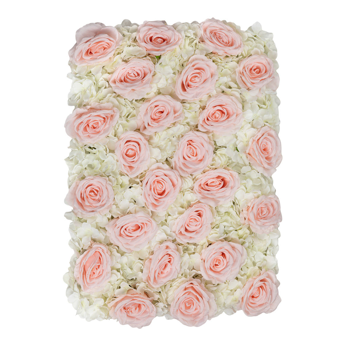 Silk Roses/Hydrangeas Flower Wall Backdrop Panel Light Pink/White CV