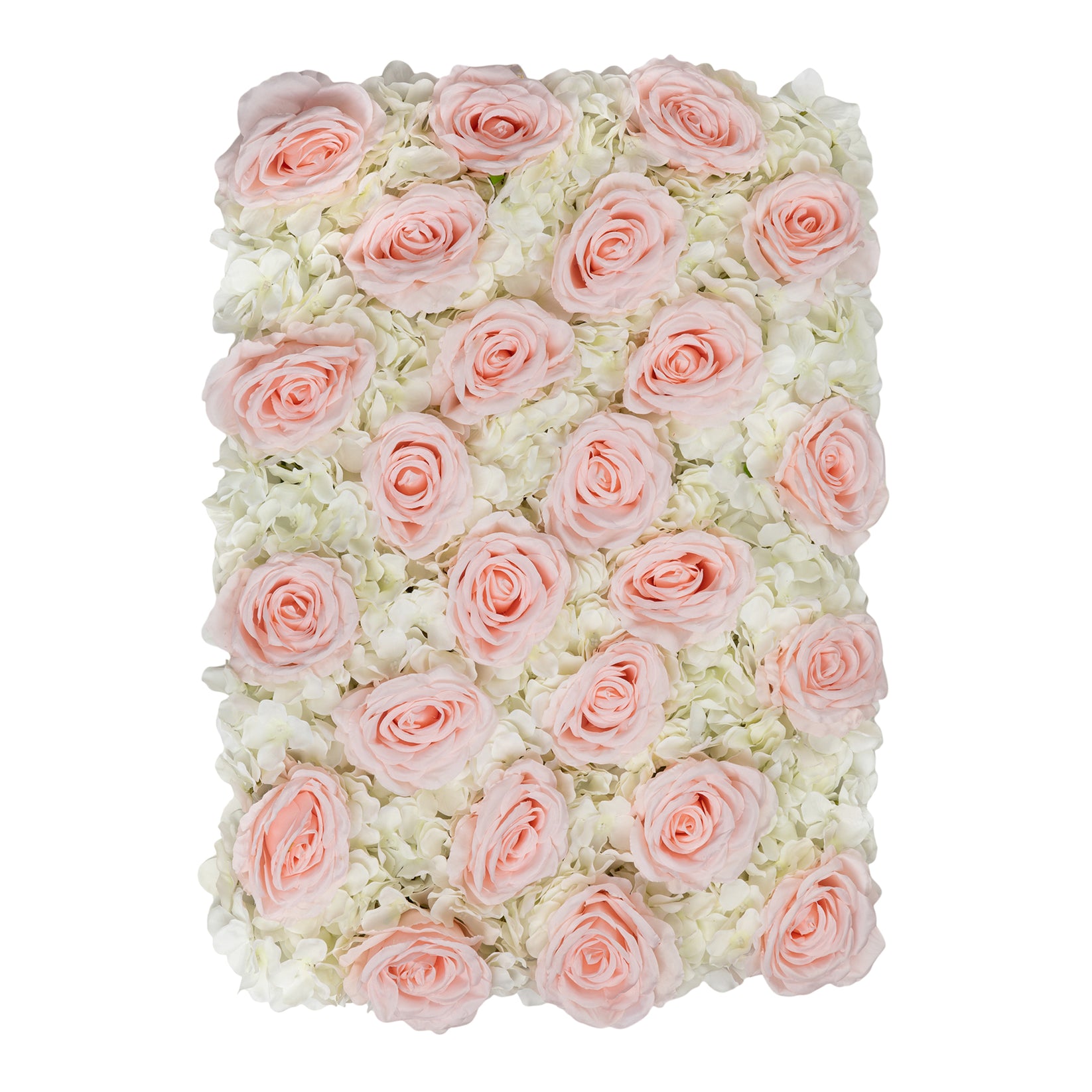 Silk Roses/Hydrangeas Flower Wall Backdrop Panel Light Pink/White CV