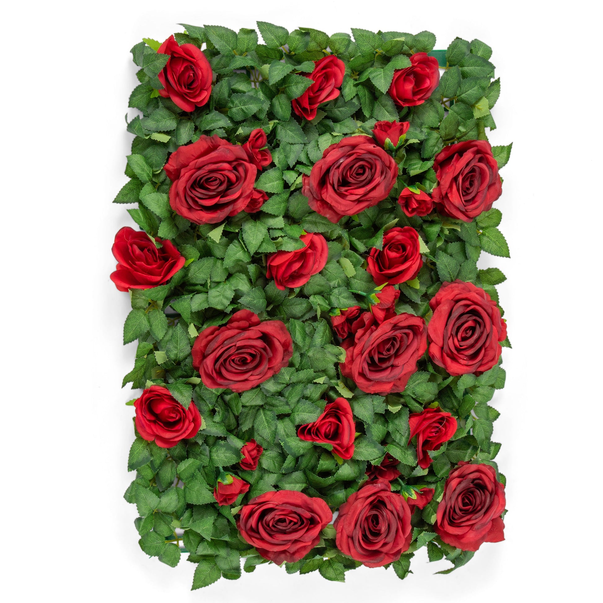 Silk Greenery with Roses Wall Backdrop Panel - Apple Red - CV Linens