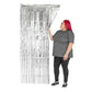 Silver Metallic Foil Fringe Backdrop Curtain 6.5 ft